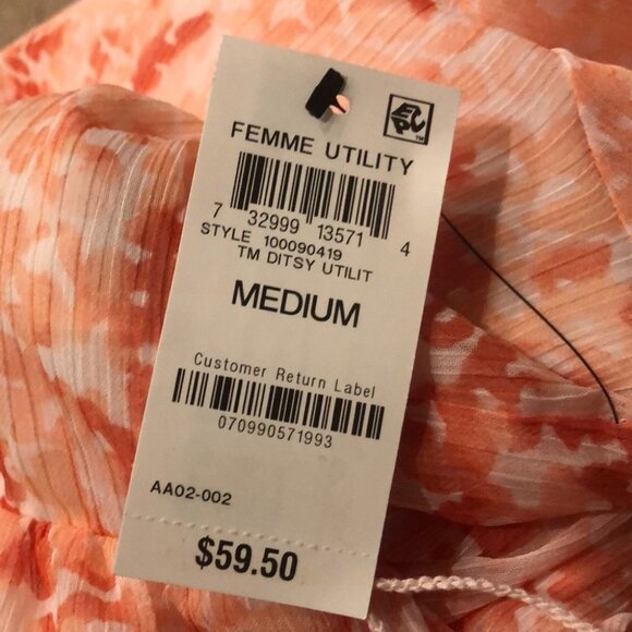 BAR III Ditzy Puff Sleeved Wrap Long Sleeve Top - Picture 4 of 7